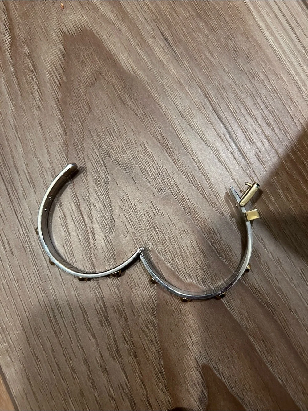 Michael Kors Colby Two-Tone Buckle Hinged Bangle Bracelet Signed Studded 90s Y2K